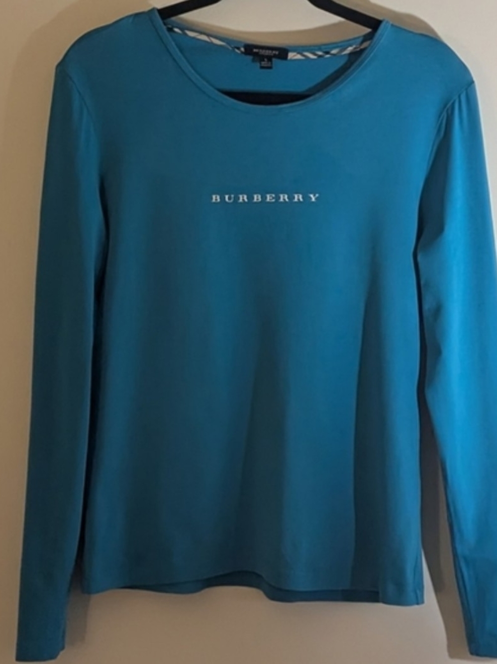Burberry Teal Long Sleeve Logo Tee